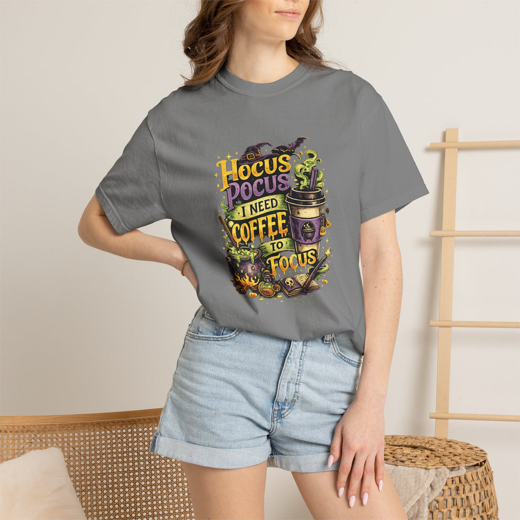 Hocus Pocus I Need Coffee T-Shirt — Halloween Witch Coffee Tee