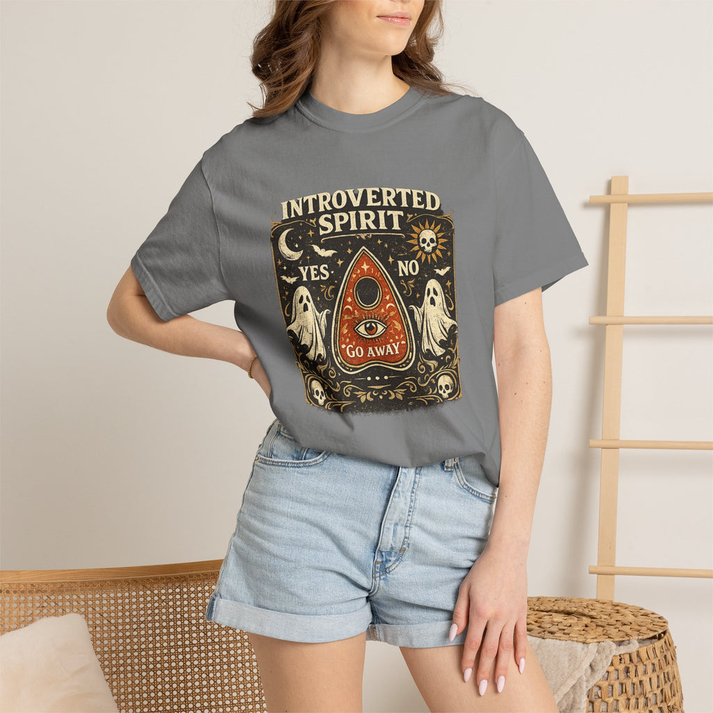 Introverted Spirit T-Shirt — Ouija Planchette 'Go Away' Gothic Graphic Tee