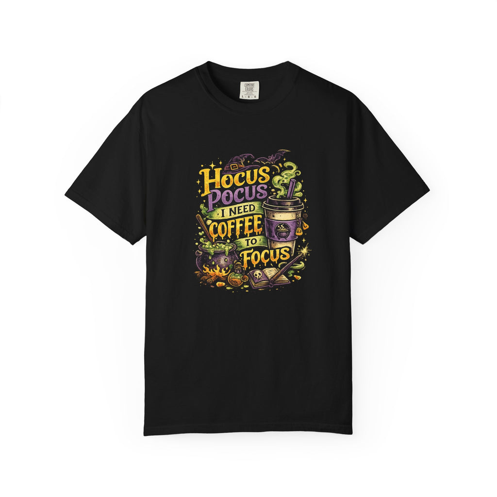 Hocus Pocus I Need Coffee T-Shirt — Halloween Witch Coffee Tee
