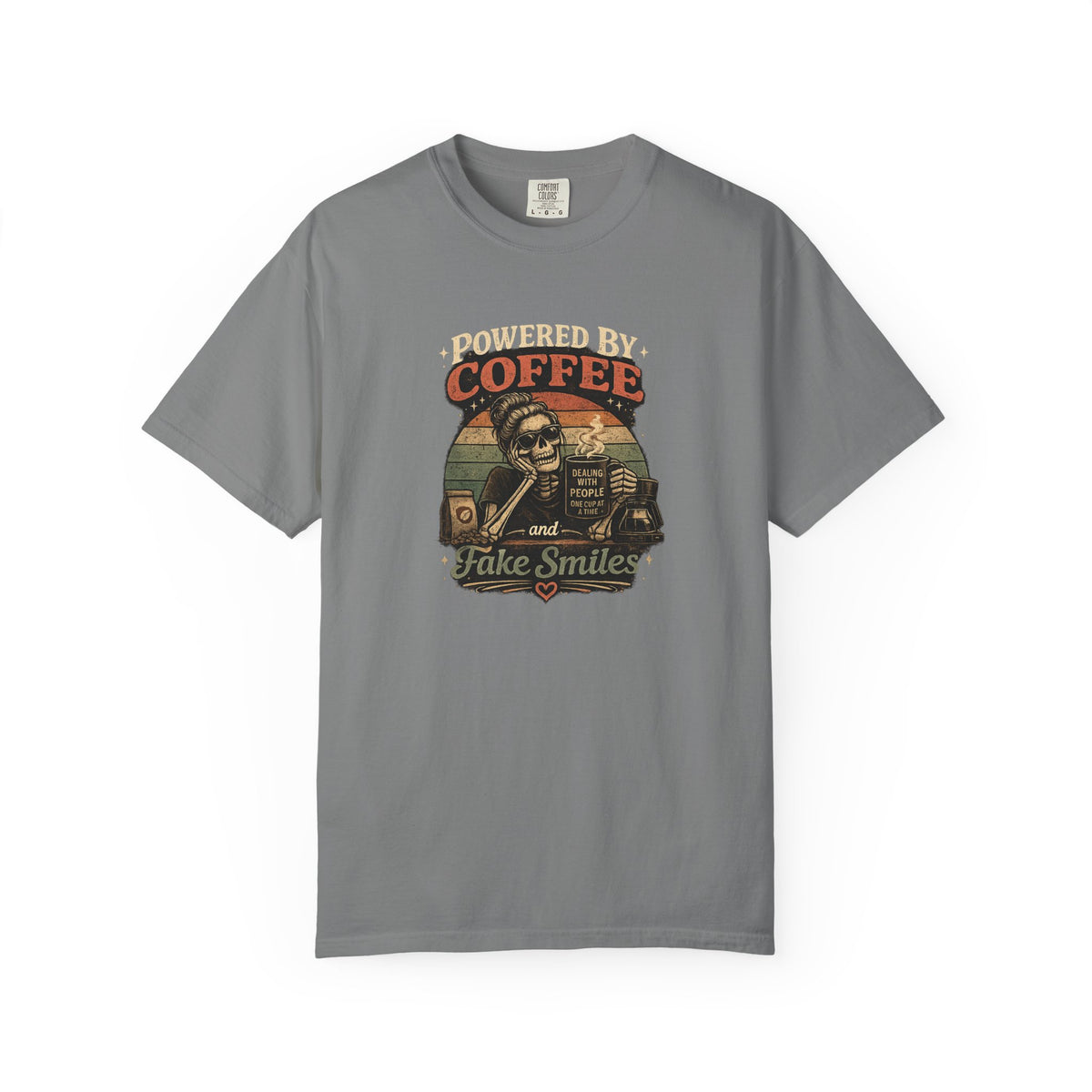 Coffee & Fake Smiles Vintage Tee — Retro Skull Coffee Lover T-Shirt