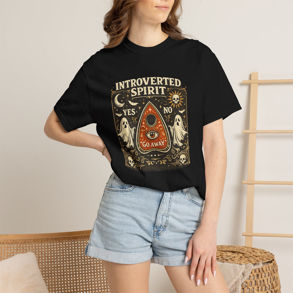 Introverted Spirit T-Shirt — Ouija Planchette 'Go Away' Gothic Graphic Tee