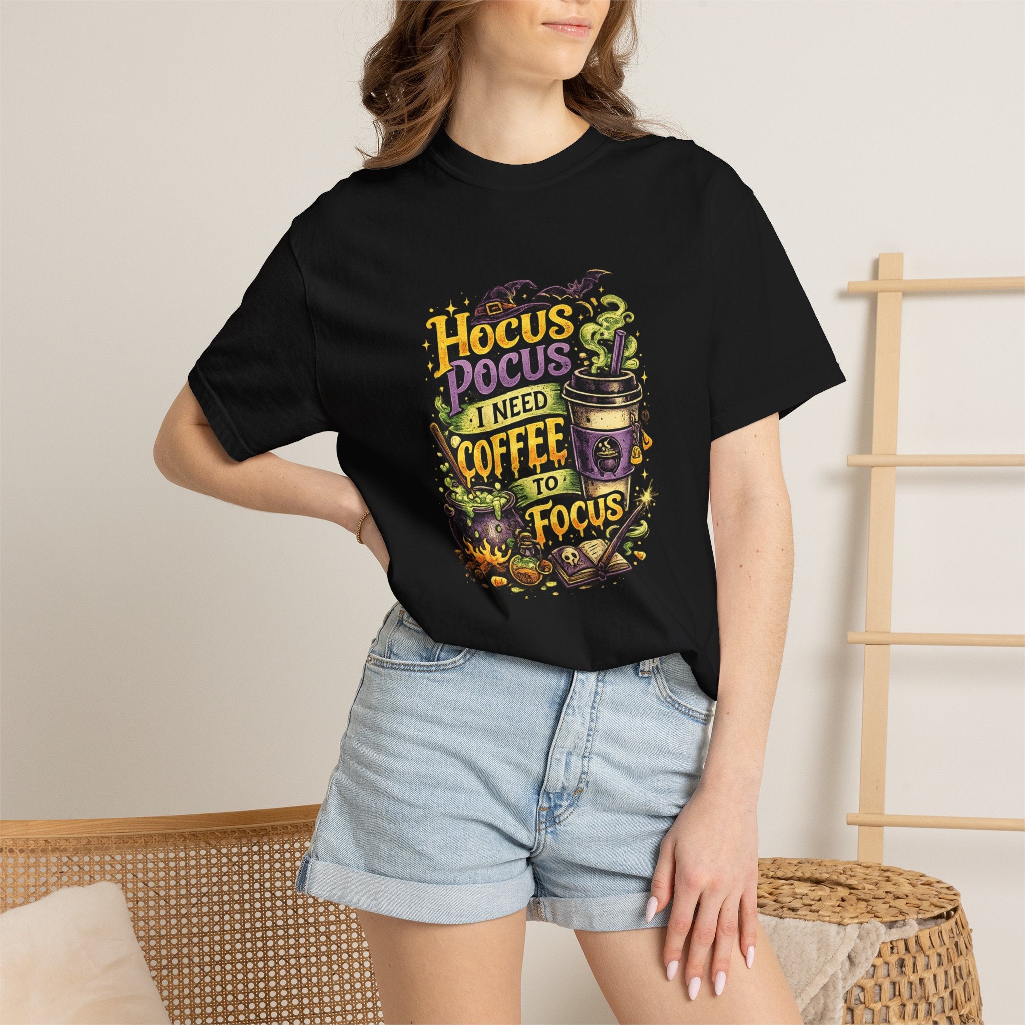 Hocus Pocus I Need Coffee T-Shirt — Halloween Witch Coffee Tee