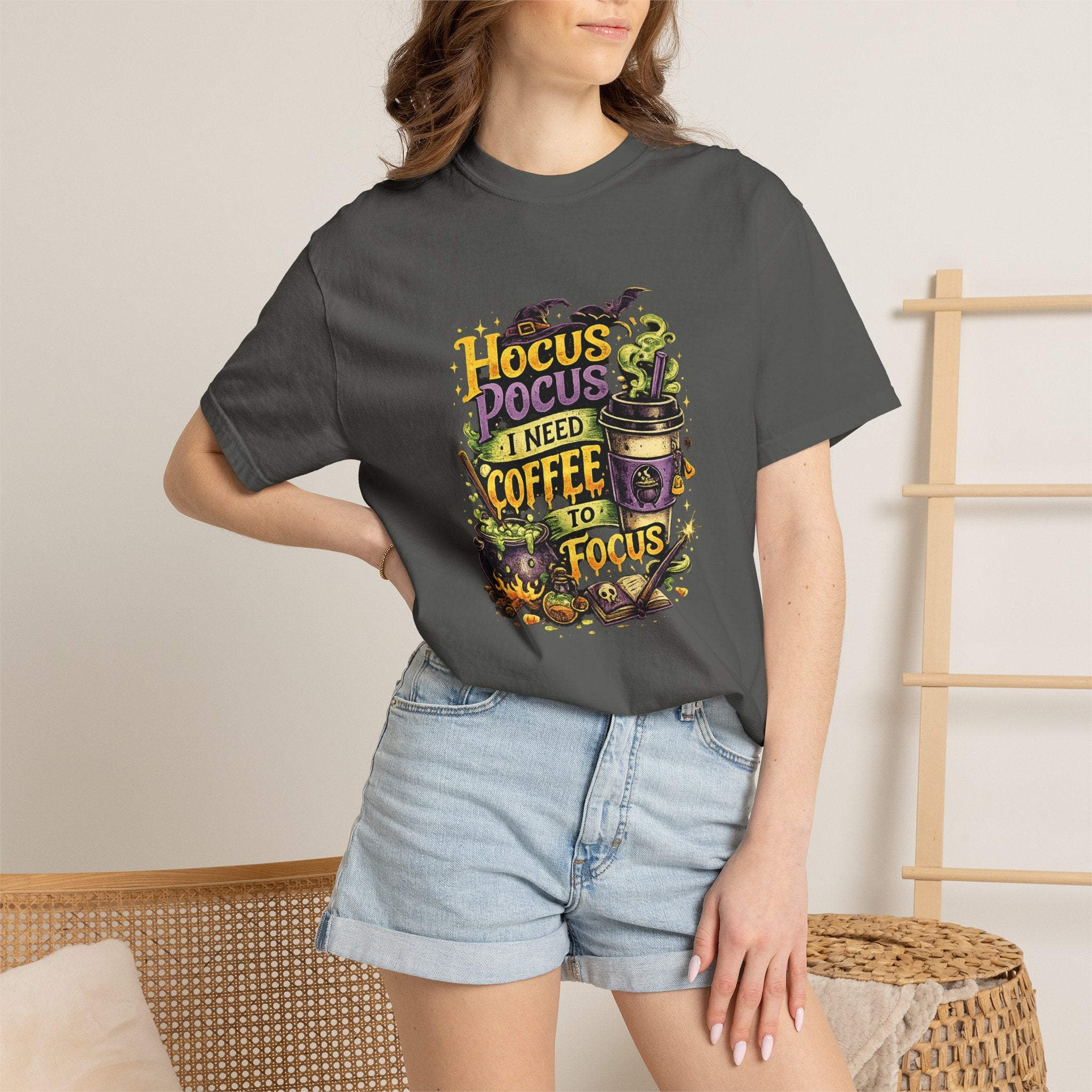 Hocus Pocus I Need Coffee T-Shirt — Halloween Witch Coffee Tee