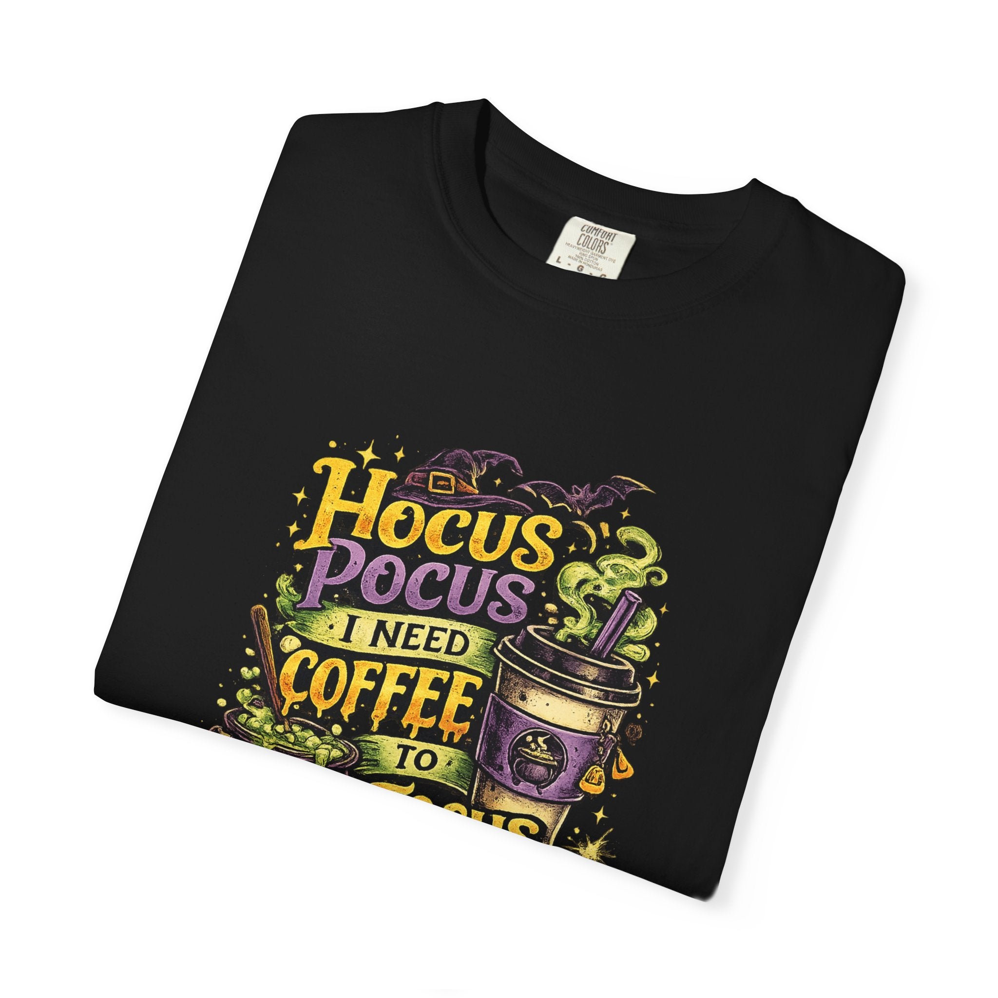 Hocus Pocus I Need Coffee T-Shirt — Halloween Witch Coffee Tee
