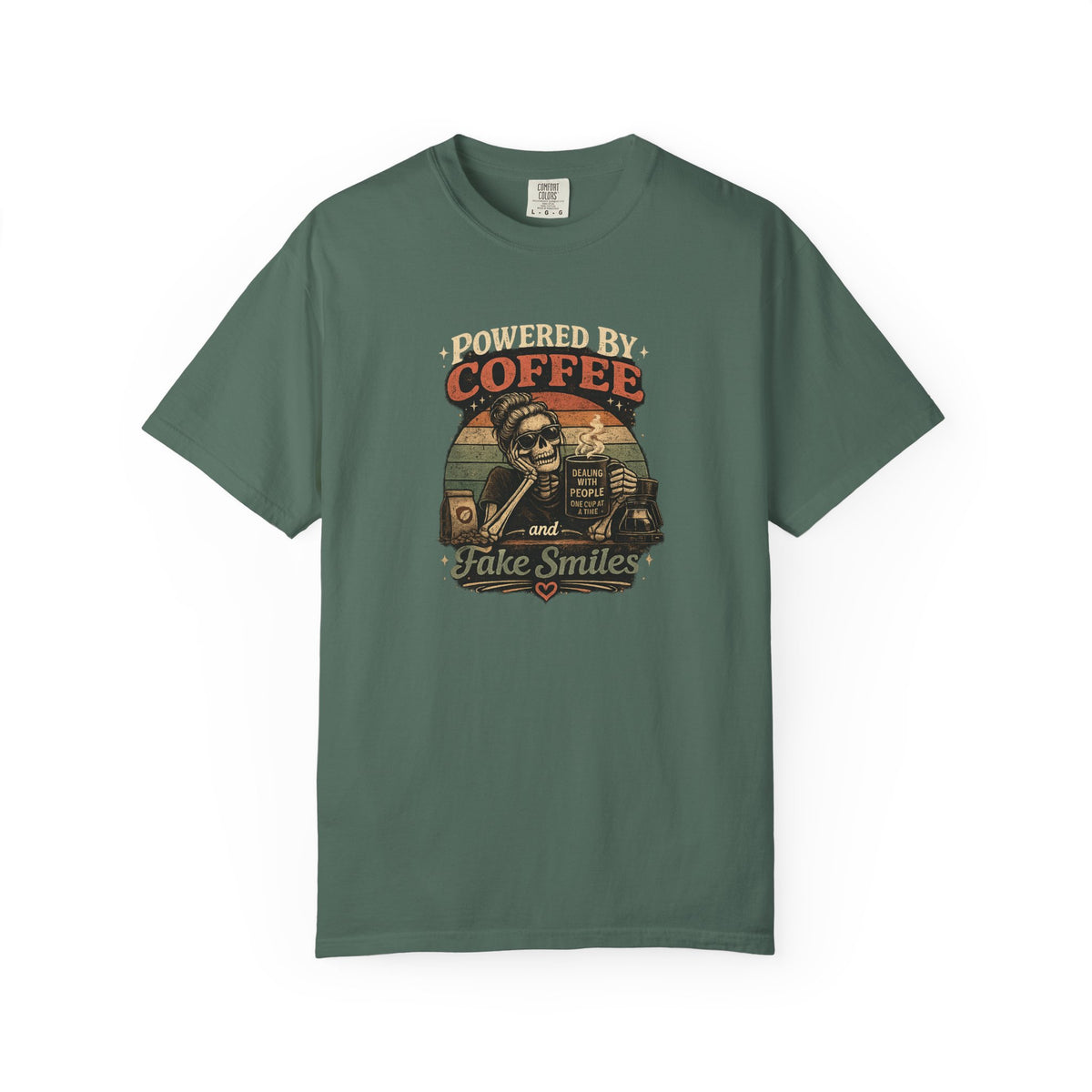 Coffee & Fake Smiles Vintage Tee — Retro Skull Coffee Lover T-Shirt
