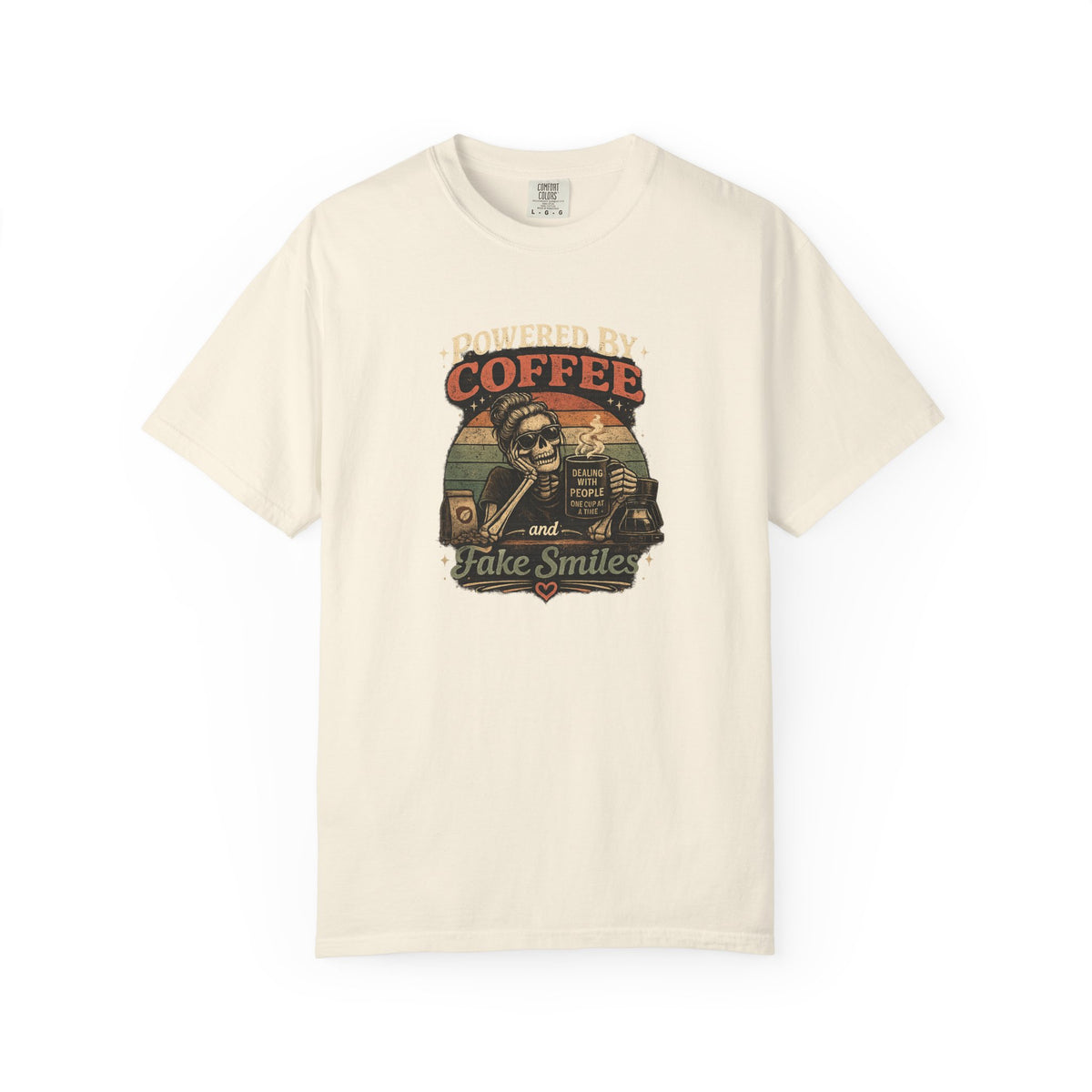 Coffee & Fake Smiles Vintage Tee — Retro Skull Coffee Lover T-Shirt
