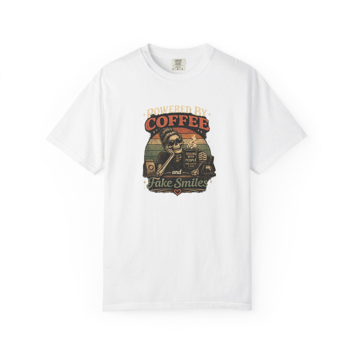 Coffee & Fake Smiles Vintage Tee — Retro Skull Coffee Lover T-Shirt