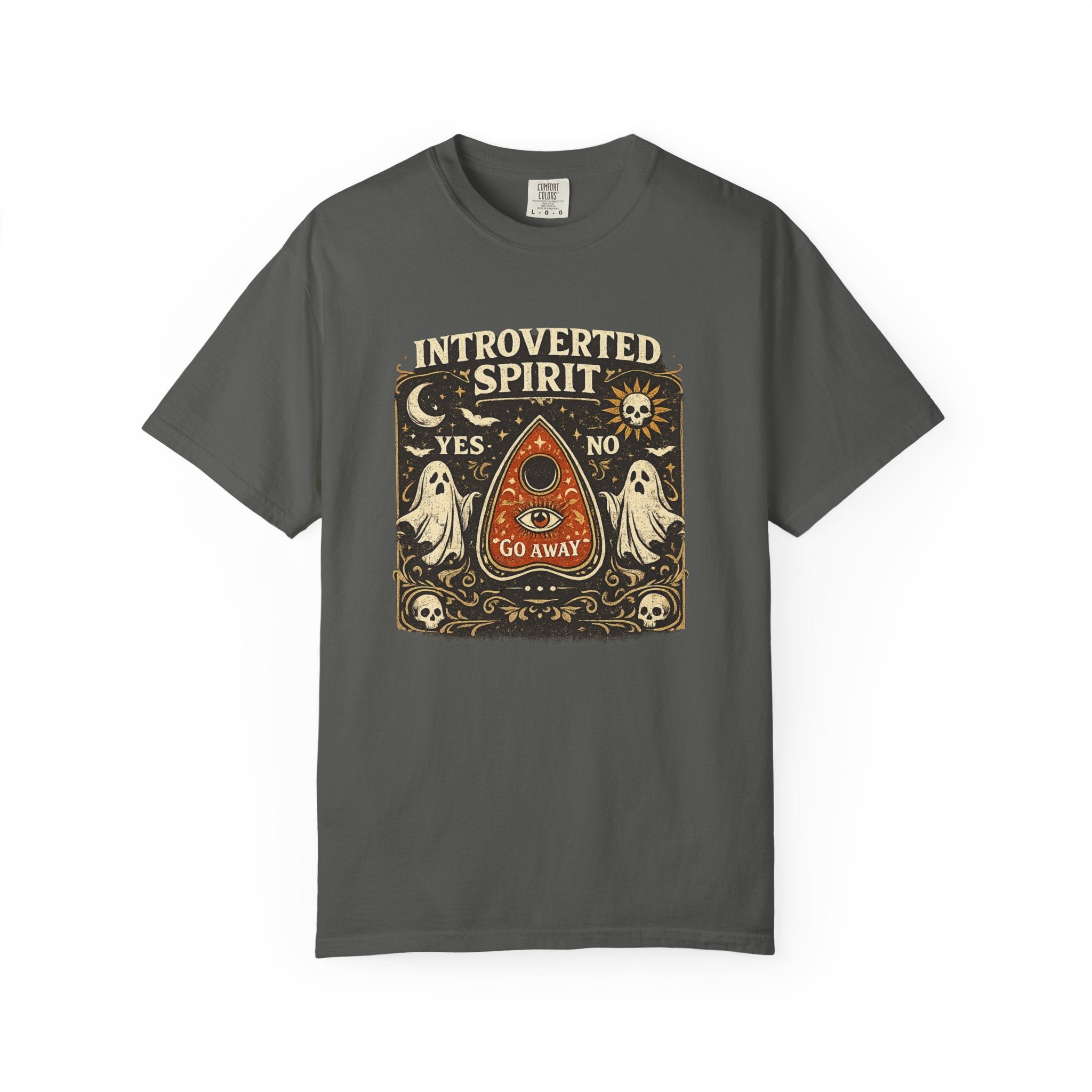 Introverted Spirit T-Shirt — Ouija Planchette 'Go Away' Gothic Graphic Tee