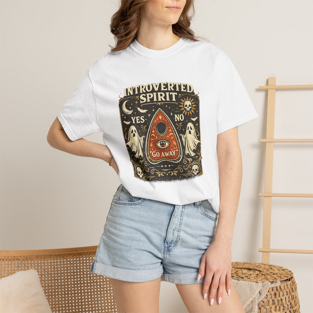 Introverted Spirit T-Shirt — Ouija Planchette 'Go Away' Gothic Graphic Tee