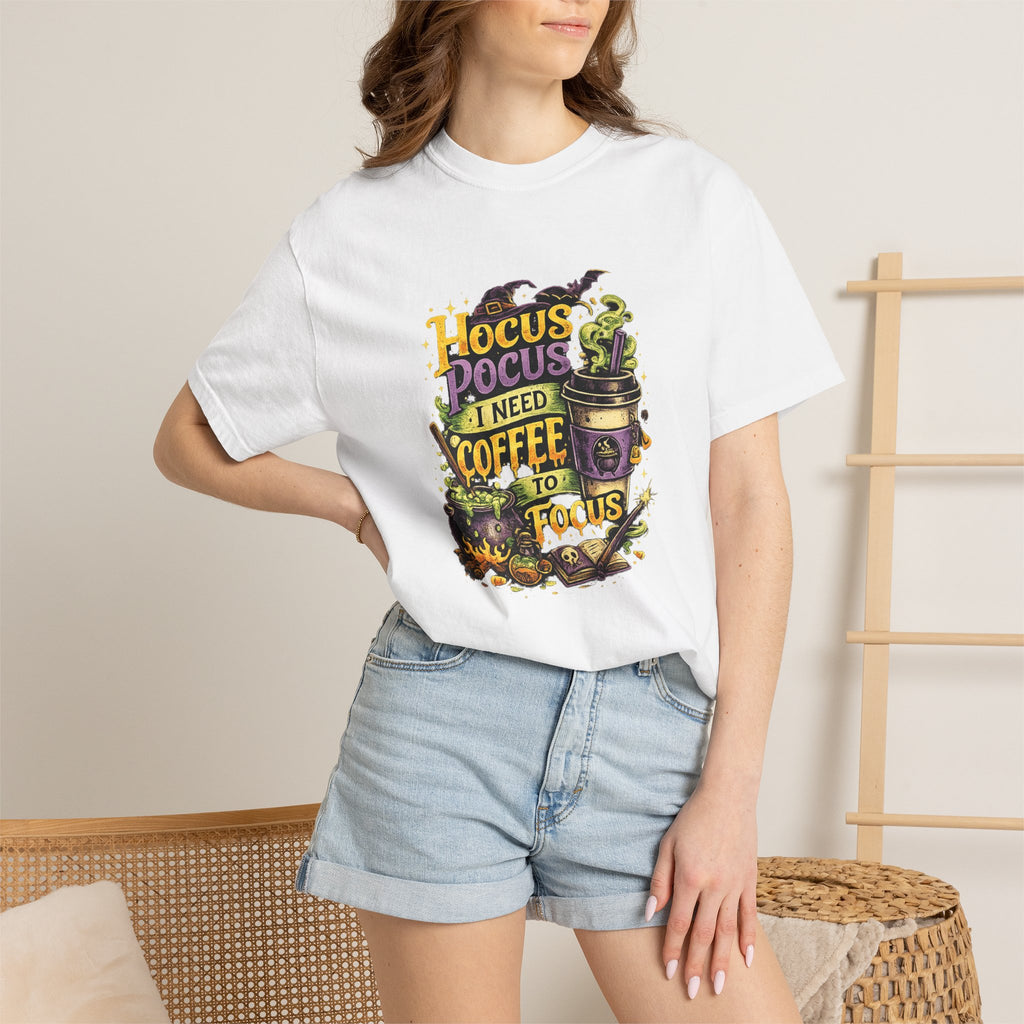 Hocus Pocus I Need Coffee T-Shirt — Halloween Witch Coffee Tee