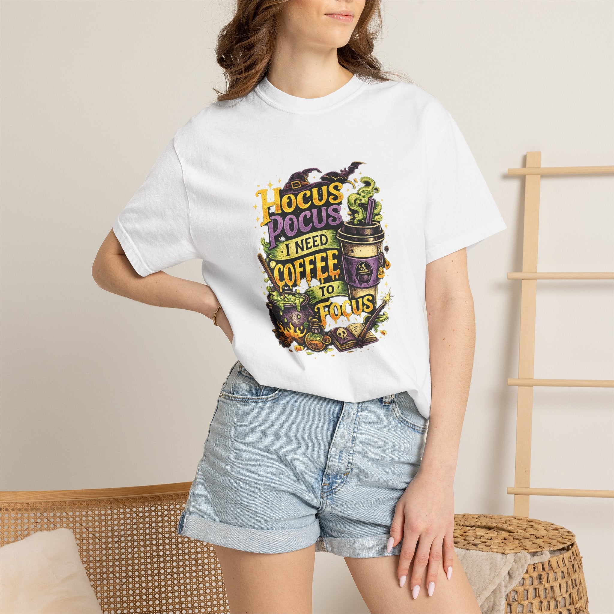 Hocus Pocus I Need Coffee T-Shirt — Halloween Witch Coffee Tee