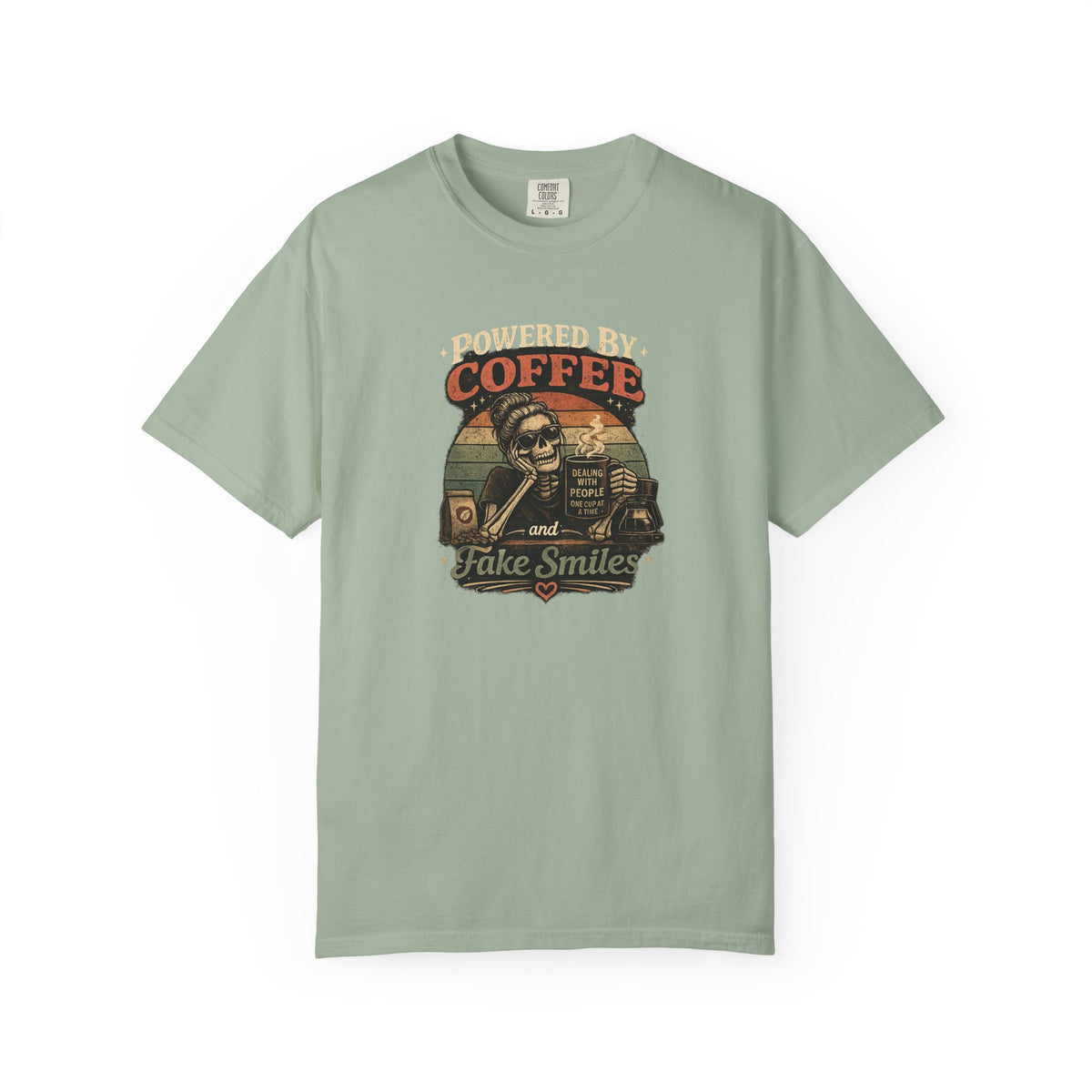 Coffee & Fake Smiles Vintage Tee — Retro Skull Coffee Lover T-Shirt