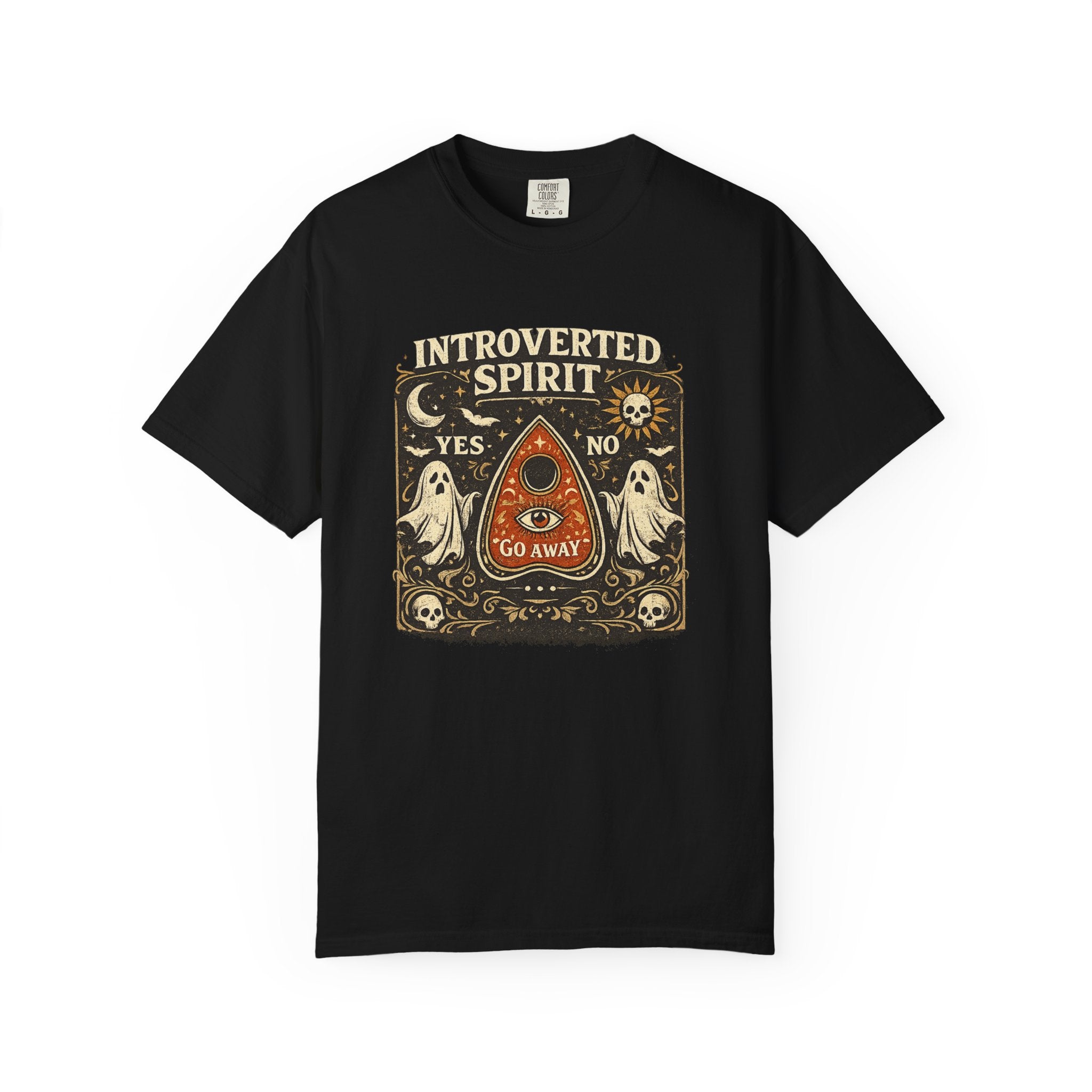 Introverted Spirit T-Shirt — Ouija Planchette 'Go Away' Gothic Graphic Tee