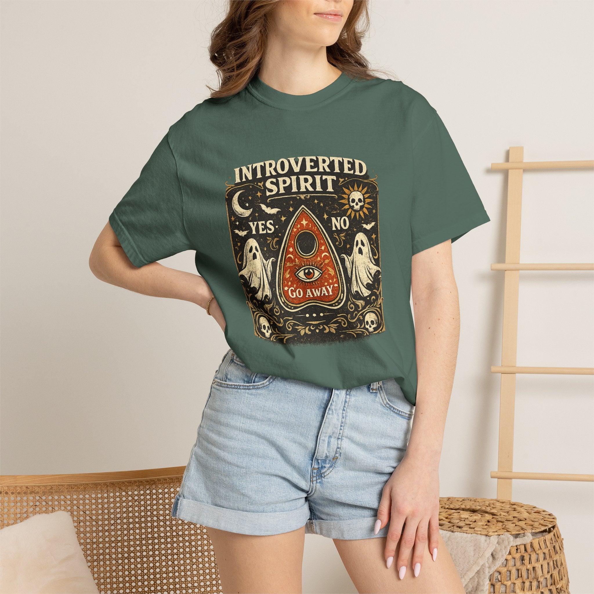 Introverted Spirit T-Shirt — Ouija Planchette 'Go Away' Gothic Graphic Tee
