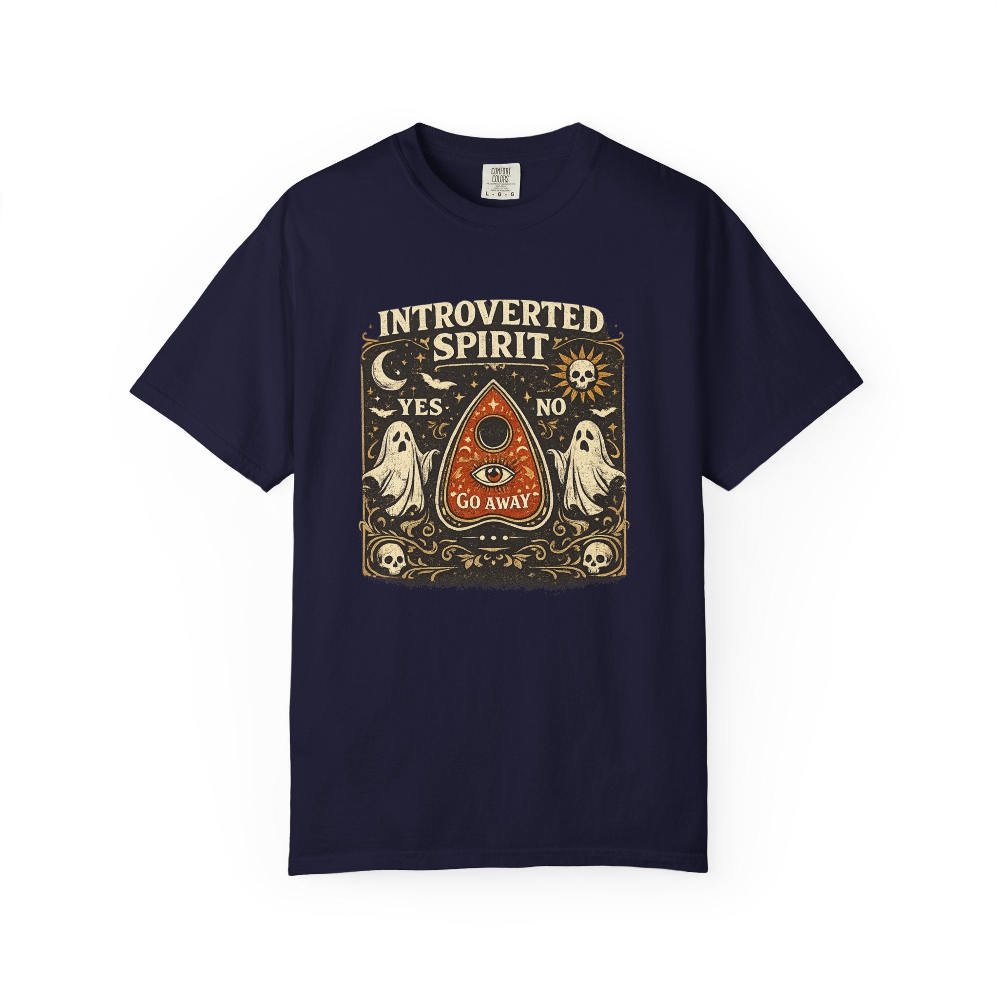 Introverted Spirit T-Shirt — Ouija Planchette 'Go Away' Gothic Graphic Tee