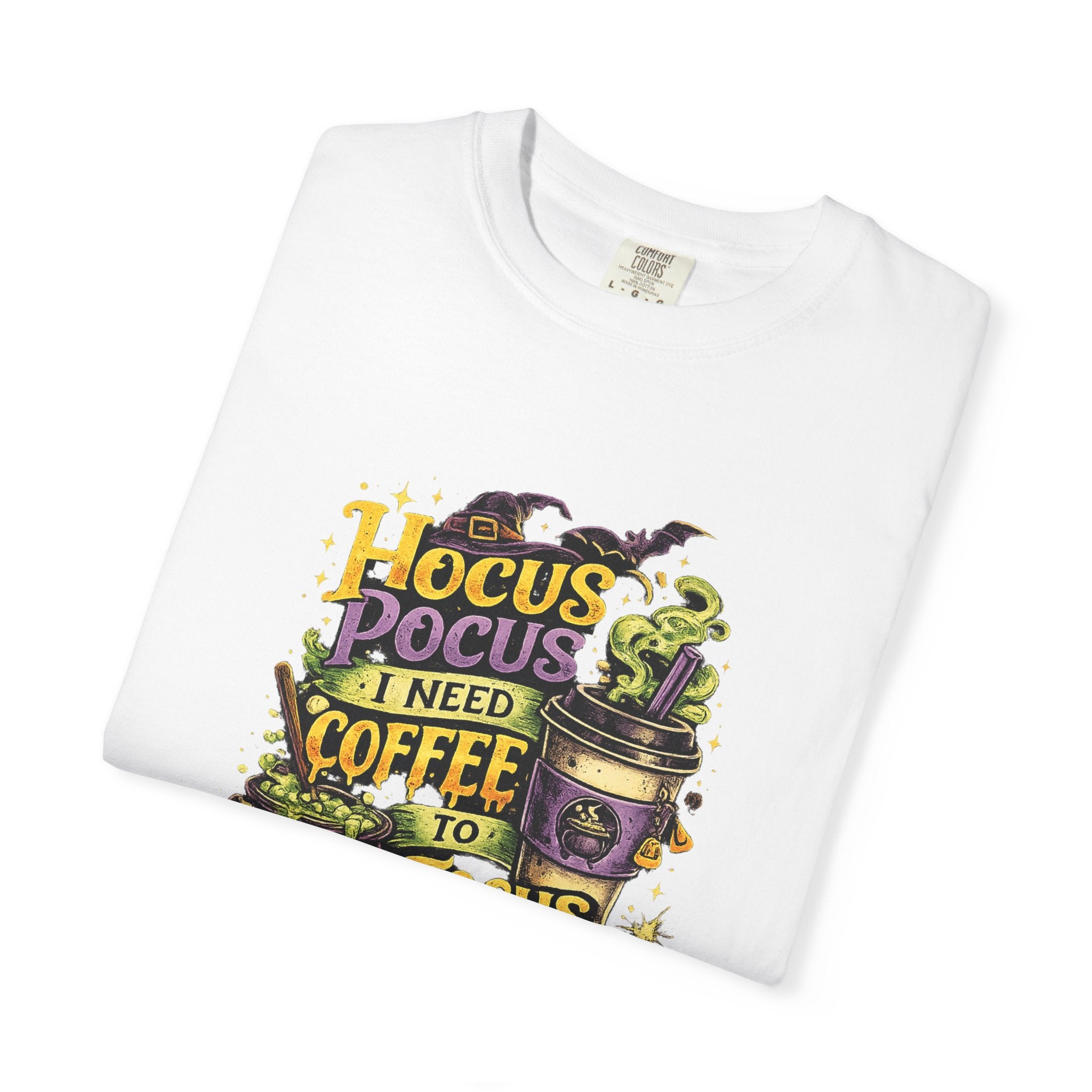 Hocus Pocus I Need Coffee T-Shirt — Halloween Witch Coffee Tee
