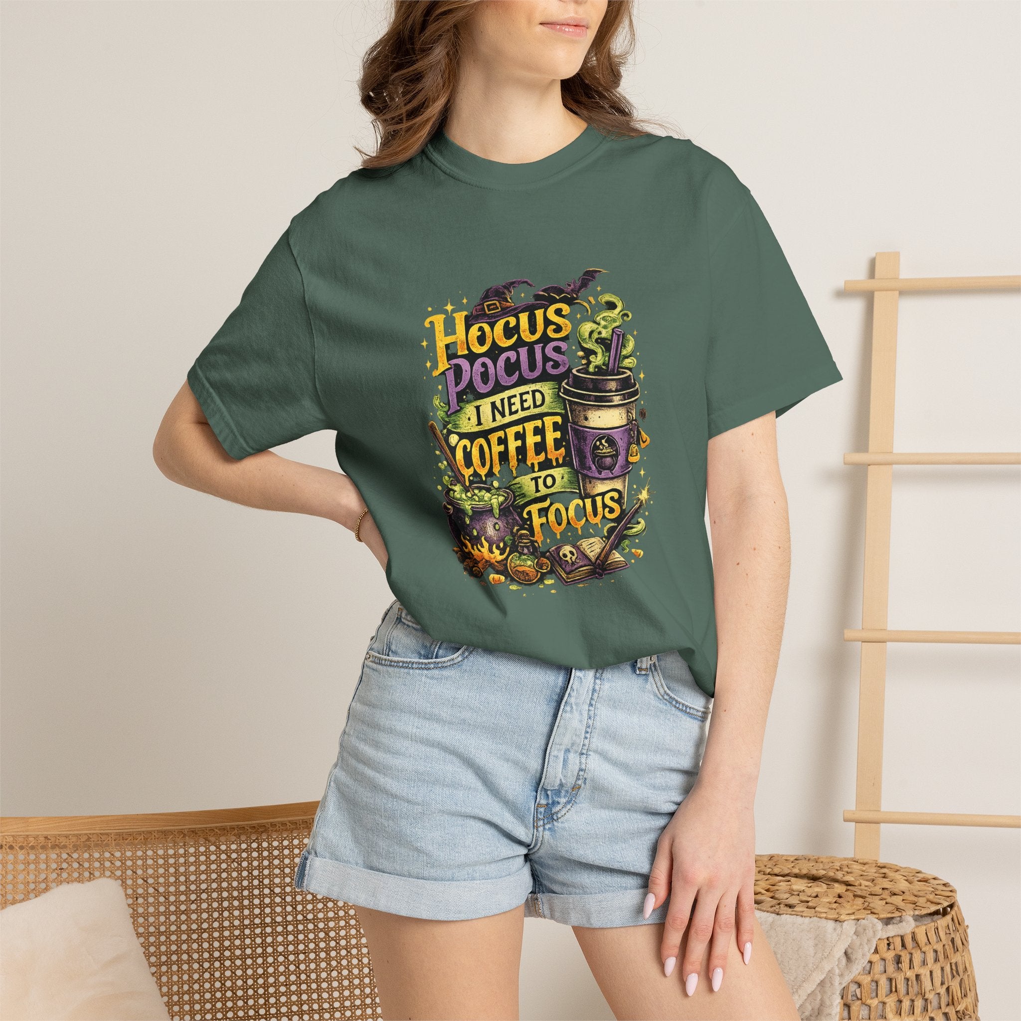 Hocus Pocus I Need Coffee T-Shirt — Halloween Witch Coffee Tee